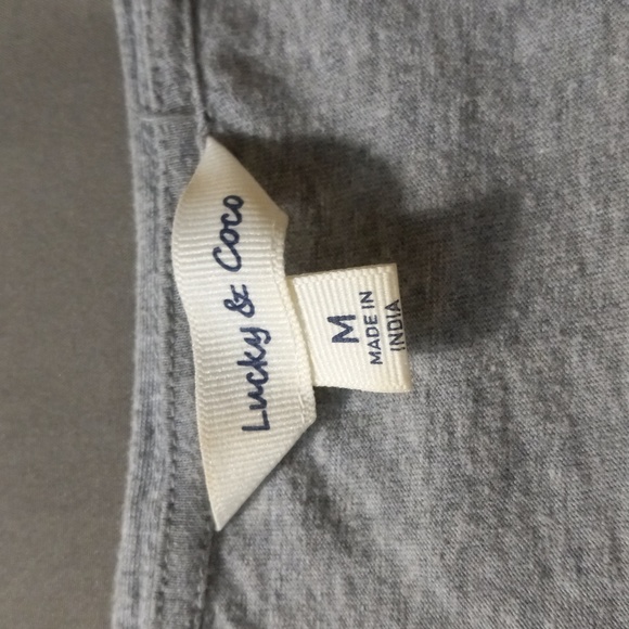 Lucky & Coco Gray Cotton Shirt with Cream Embroidery Size Medium - Picture 2 of 8